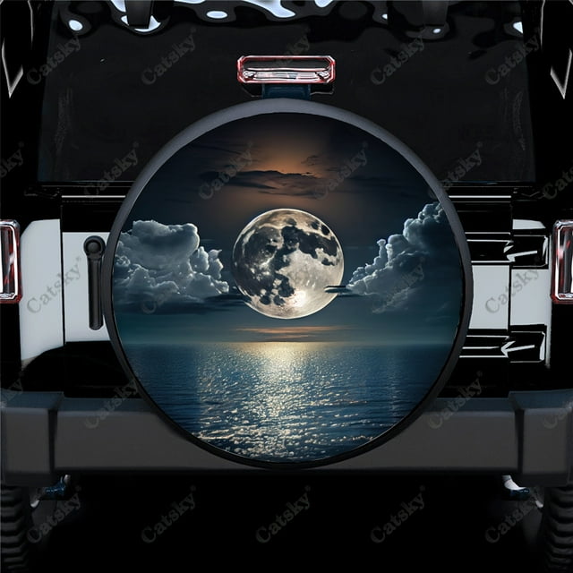 Super Moon And Clouds in The Night Polyester Universal Spare Wheel Tire