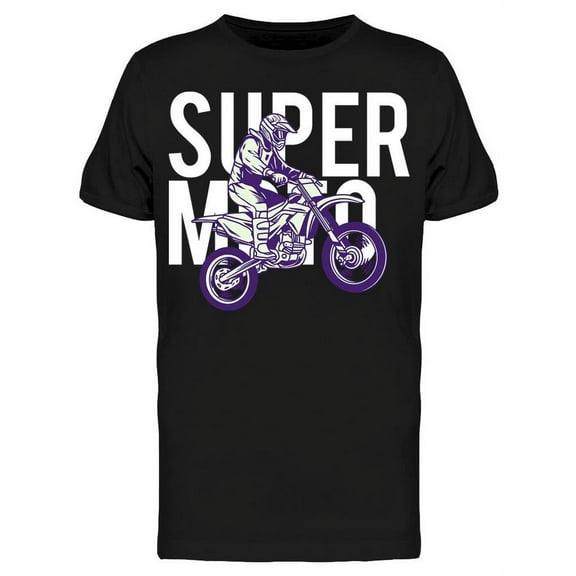Super Moto Text And A Rider T-Shirt Men -Image by Shutterstock, Male Small