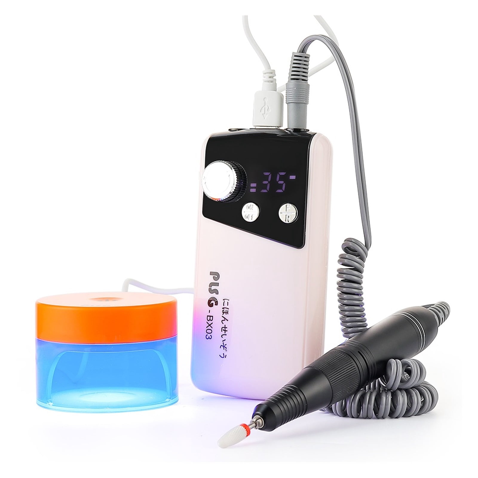Super Motor Rechargeable Nail Drill Machine, 35000RPM Manicure Pedicure Nail Gel Polisher, Grinding Device Low Noise Low Vibration ,Lightweight and Portable