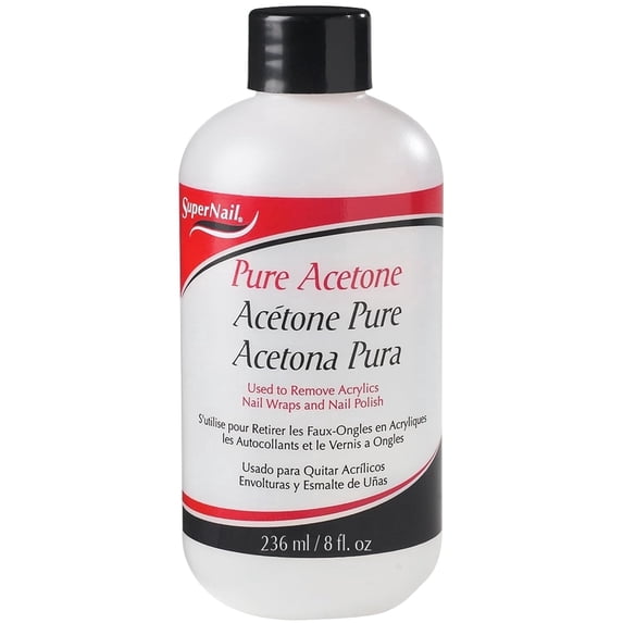 SuperNail Pure Acetone Nail Polish Remover Professional Strength Liquid, Unscented, 8 fl oz