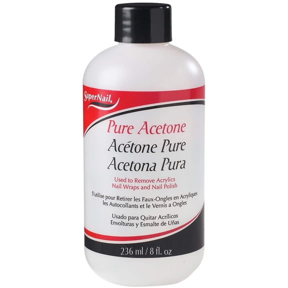 SuperNail Pure Acetone Nail Polish Remover Professional Strength Liquid, Unscented, 8 fl oz