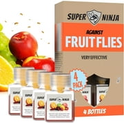 Super Ninja Fruit Fly Trap - 4 Traps - Highly Effective Ecological Fruit Fly Traps Indoor - Environmentally Responsible Fruit Fly Killer - User Friendly - Up to 3 Weeks per Bottle