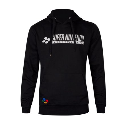 Super Nintendo Mens Pullover Hoodie - Classic Logo Front Controller Back (Medium)