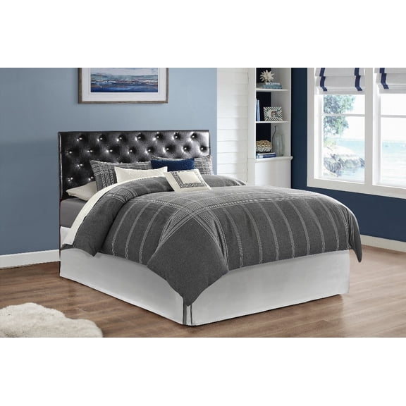 Super Nova G0132-QHB Queen Bed Headboard, Black with Faux Leather & Button Tufting, Adjustable Height