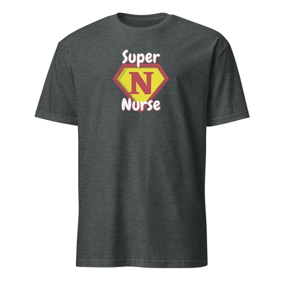 Super Nurse Hero Emblem Funny RN LPN Gift T-Shirt (Dark Heather, 2XL)