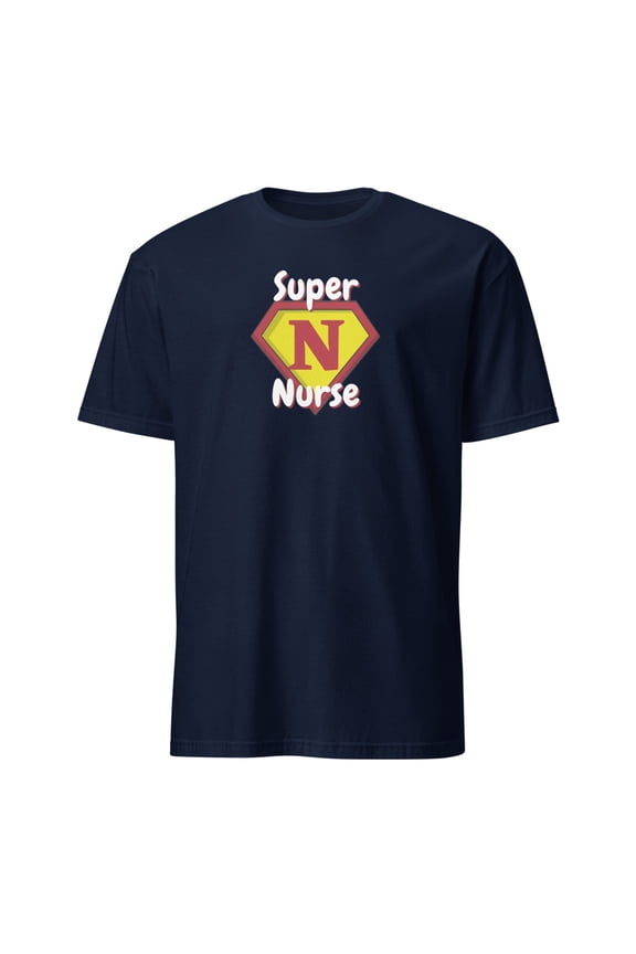Super Nurse Hero Emblem Funny RN LPN Gift T-Shirt (Navy, M)