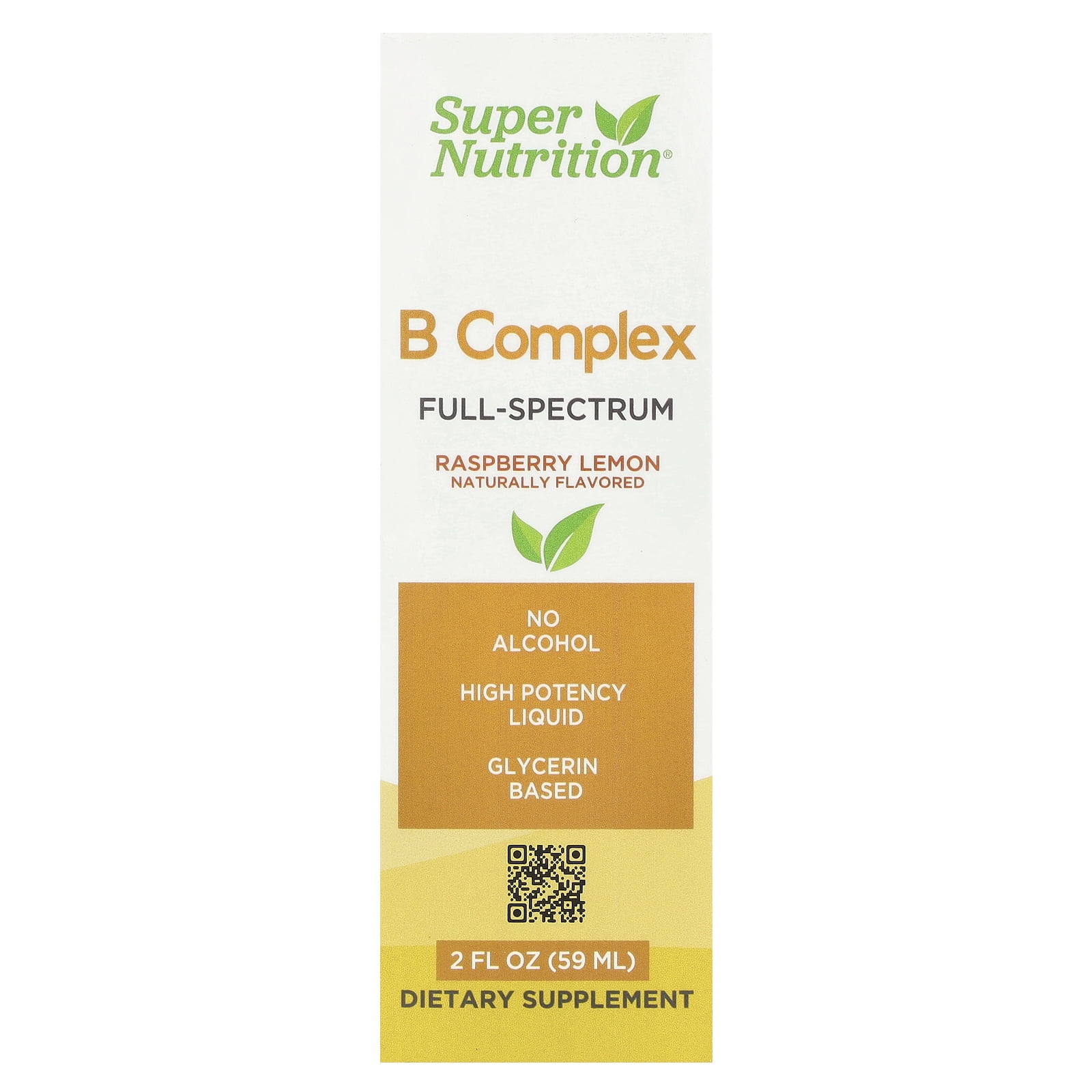 Super Nutrition B Complex Full Spectrum with Vitamin B12, Pantothenic Acid, Biotin, and Niacin, Raspberry Lemon, 2 fl oz (59 ml)