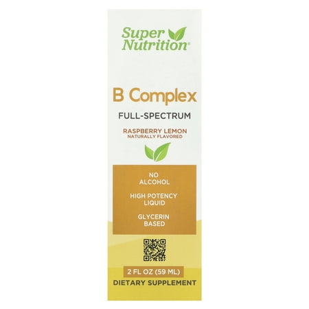 Super Nutrition B Complex Full Spectrum with Vitamin B12, Pantothenic Acid, Biotin, and Niacin, Raspberry Lemon, 2 fl oz (59 ml)