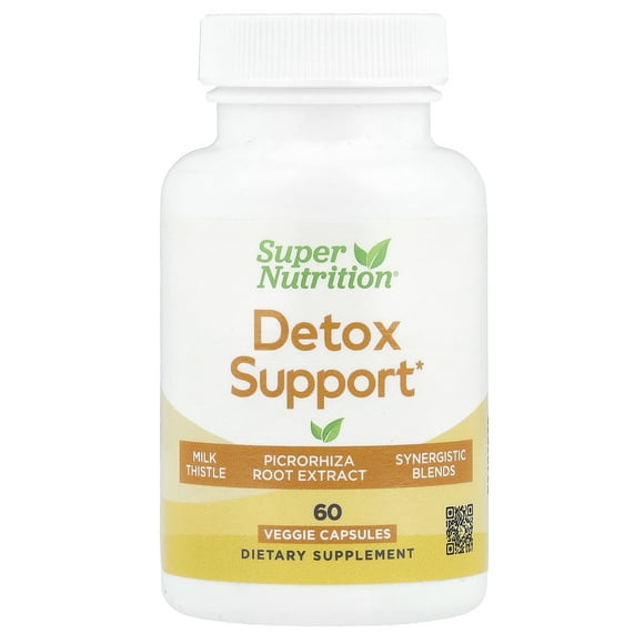 Super Nutrition Detox Support with Milk Thistle Extract, Picrorhiza Root Extract, Turmeric Extract, Dandelion Powder and Digestive Blend, 60 Veggie Capsules