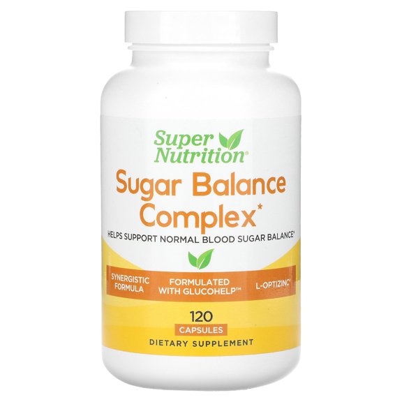 Super Nutrition Sugar Balance Complex with Chromium, Gymnema Sylvestre, Gingko Biloba and Milk Thistle, 120 Veggie Capsules