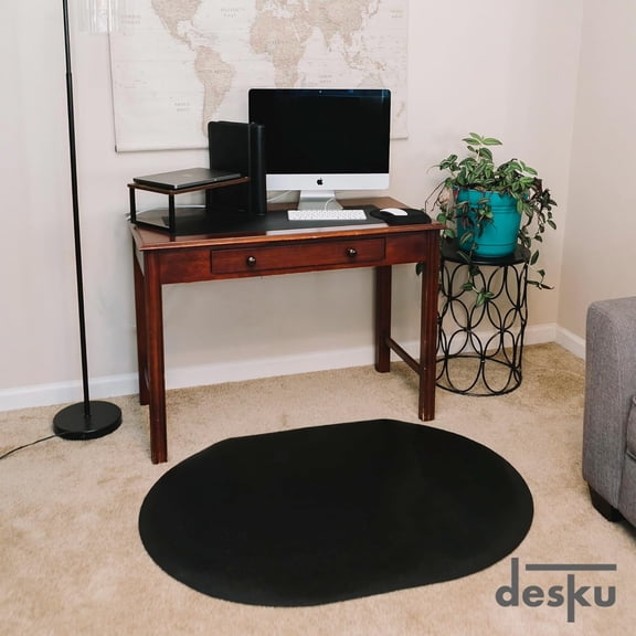 Super Oval Desk Chair Mat – Heavy-Duty PVC Mats for Carpet Floor Protection, Black, 36" x 48" Inches, Made in The USA