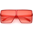 thumbnail image 1 of Super Oversize Translucent Square Sunglasses Flat Top Color Tinted Flat Lens 69mm (Red), 1 of 4