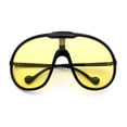 thumbnail image 1 of Super Oversized Curved Top Shield Racer Plastic Fashion Sunglasses Black - Yellow, 1 of 8