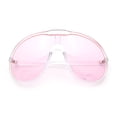 thumbnail image 1 of Super Oversized Curved Top Shield Racer Plastic Fashion Sunglasses Clear - Pink, 1 of 8