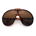 thumbnail image 1 of Super Oversized Curved Top Shield Racer Plastic Fashion Sunglasses Tortoise - Brown, 1 of 8