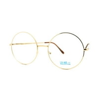Super Oversized Round Circle Frame Clear Lens Glasses UV400 Gold