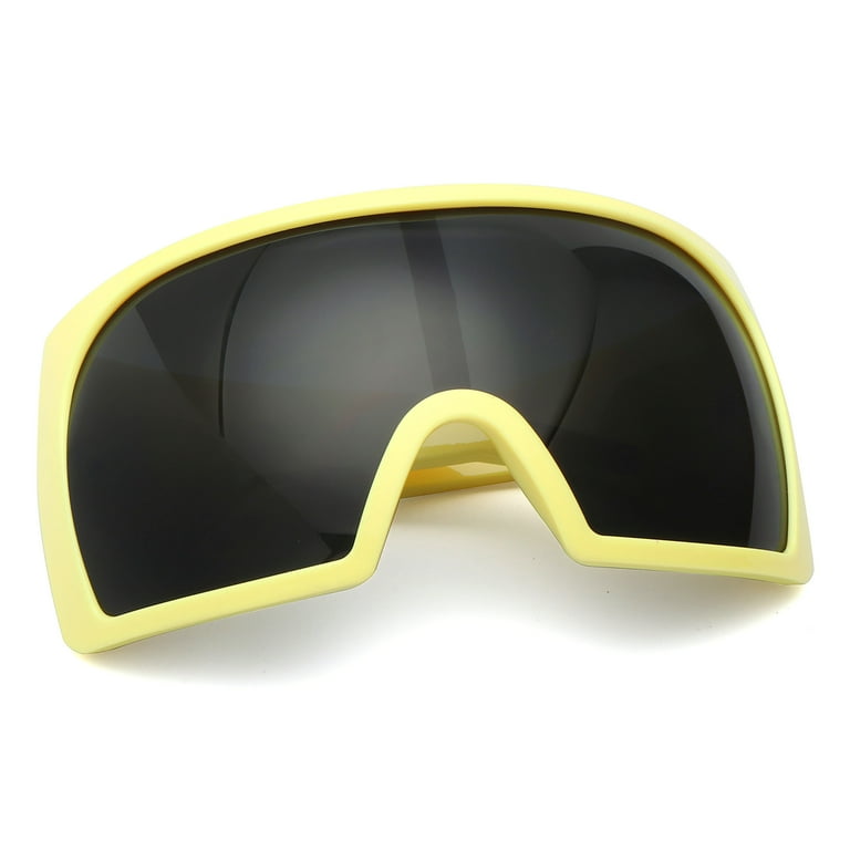 Super Oversized Sunglasses Goggle Style Shield Thick Curved Frame