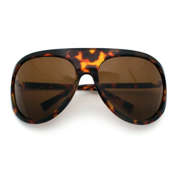 Super Oversized Wrap Around Curved Goggle Style Round Racer Sunglasses Tortoise - Brown