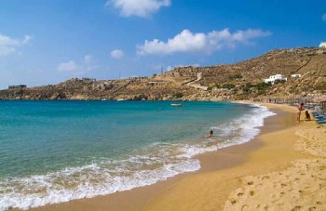 Super Paradise Beach Mykonos Greece Canvas Art - Bill Bachmann DanitaDelimont (34 x 22)