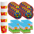 thumbnail image 1 of Super Party with Mario Birthday Party Supplies Set Plates Napkins Cups Tableware Kit for 16, 1 of 8