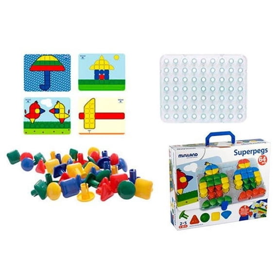 Super Pegs - Board plus 6 cards plus 68 pegs - suitcase