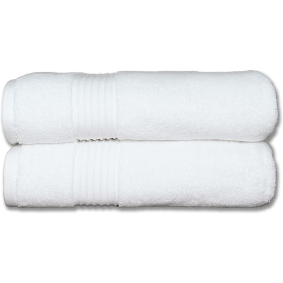 Super-Plush Bath Towels Set 2-Piece | Premium Cotton Bath Towel Set Absorbent, Durable with Hanging Loops | White Color   Bath Towels, (27 x 54 Inches)