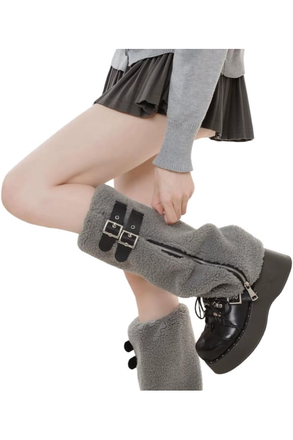 Super Plush Leg Warmers, Flared Fuzzy Sock Cuffs for Women Winter