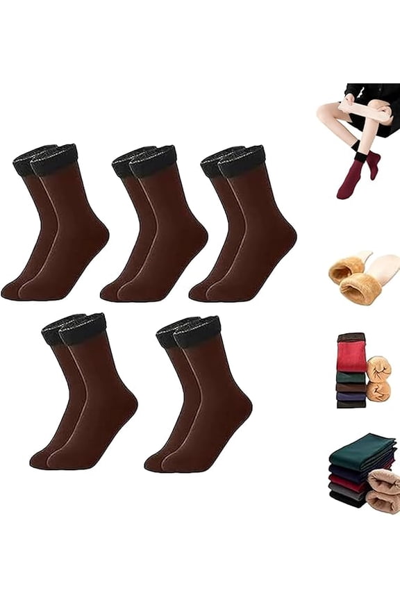 Super Plush Thermal Fleece Socks - 5 Pairs Ultra Warm & Windproof Winter Socks, Cozy Velvet-Lined Cold-Weather Sock(B,5PC)