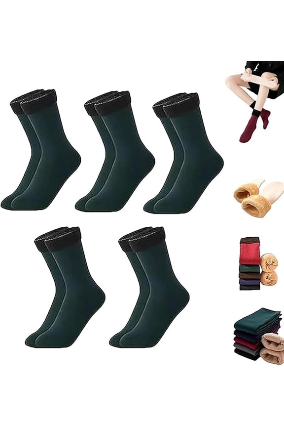 Super Plush Thermal Fleece Socks - 5 Pairs Ultra Warm & Windproof Winter Socks, Cozy Velvet-Lined Cold-Weather Sock(C,5PC)