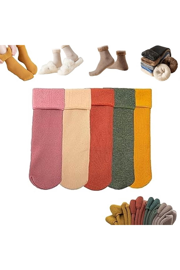 Super Plush Thermal Socks,Cozy Velvet-Lined Cold-Weather Socks,Seamless & Self Heating,10Pcs/5 Pairs Autumn Winter Socks for Women Girls,Ultra Warm & Windproof Winter Sock