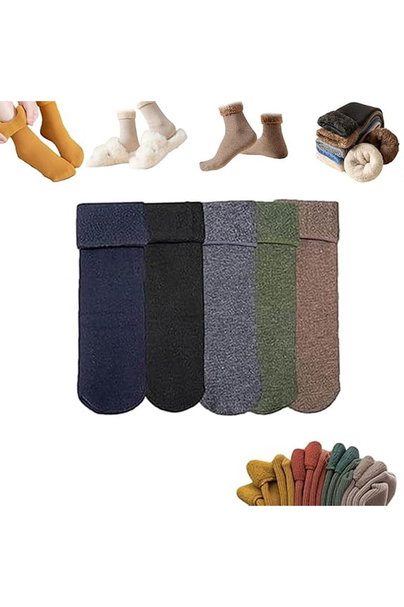 Super Plush Thermal Socks,Cozy Velvet-Lined Cold-Weather Socks,Seamless & Self Heating,10Pcs/5 Pairs Autumn Winter Socks for Women Girls,Ultra Warm & Windproof Winter Sock