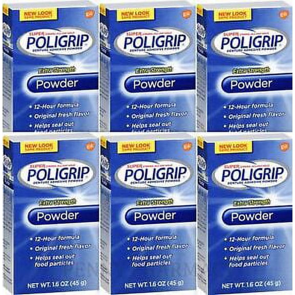 Super PoliGrip POWDER 12hr hold 1.6oz ( 6 pack )