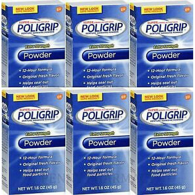 Super PoliGrip POWDER 12hr hold 1.6oz ( 6 pack )