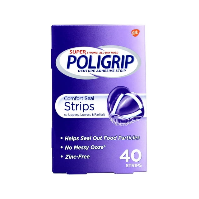 Super Poligrip Comfort Seal Denture Adhesive Strips 40 Strips