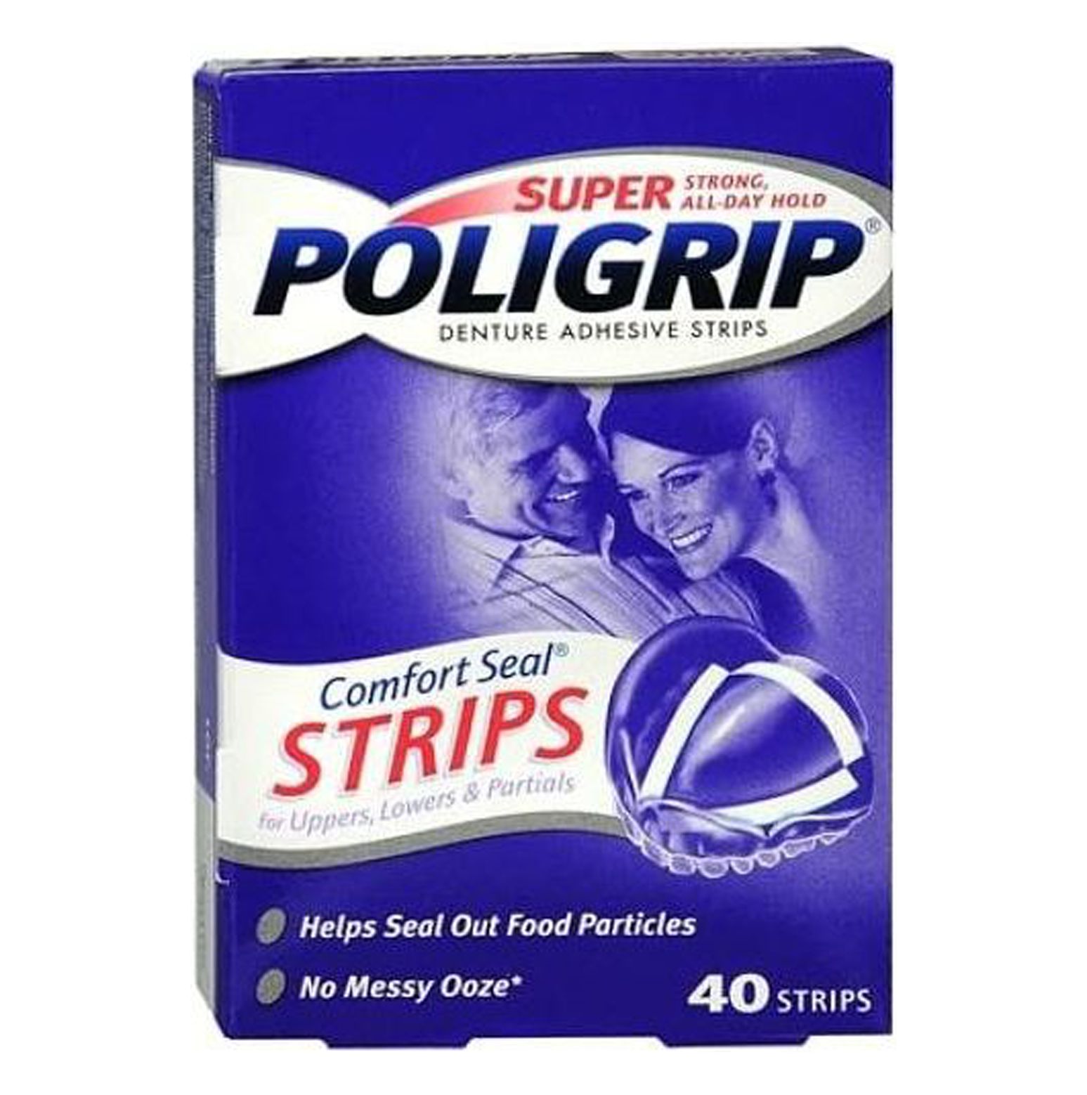 Super Poligrip Comfort Seal Strips Denture Adhesive 40 Strips (Pack