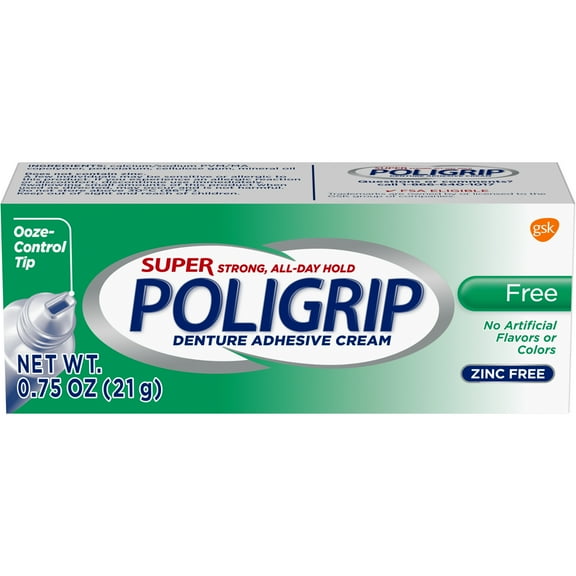Super Poligrip Denture Adhesive Cream Travel Size, .75-Ounce