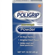 Super Poligrip Denture Adhesive Powder Extra Strength - 1.6 oz Pack of 2