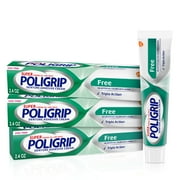 Super Poligrip Original Zinc Free Denture and Partials Adhesive Cream, 2.4 Oz, 3 Pack, for Adults