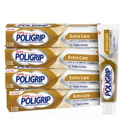 Super Poligrip Extra Care Denture and Partials Adhesive Cream, 2.2 Oz, 4 Pack, for Adults
