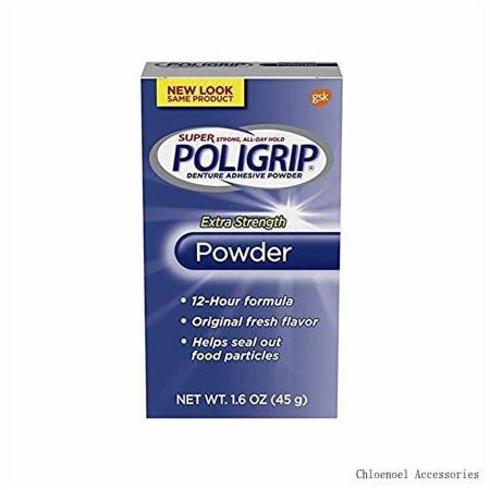 Super Poligrip Extra Strength Denture And Partials Adhesive Powder, 1.6 Ounce