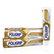 Super Poligrip Extra Care Denture and Partials Adhesive Cream, 2.2 Oz, 2 Pack, for Adults