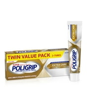 Poligrip Extra Care Denture Adhesive Cream, Flavor-Free, Zinc-Free - 2.2 oz 2 Pack