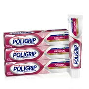 Poligrip Original Denture Adhesive Cream, Strong All-Day Hold- 2.4 Oz (3 Pack)