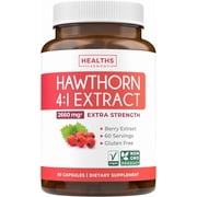 Healths Harmony Hawthorn Berry Supplement, Extra Strength Hawthorn 41 Extract, 60 Capsules
