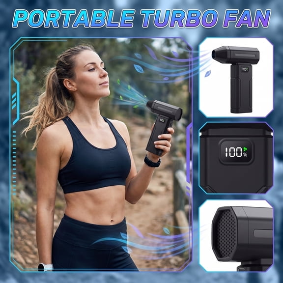 Super Power Turbo Fan, 100000 RPM Portable Turbo Fan with 6 Speed Modes, Cordless Air Duster & Leaf Blower, USB Rechargeable for PC Car Detailing