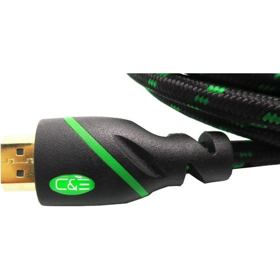 Super Premium 1.5ft (0.5M) HDMI Cable 1.4v Supports Ethernet, 3D& Audio Return Channel Full HD [Latest Version] w. Green Mesh, (5 Pack)
