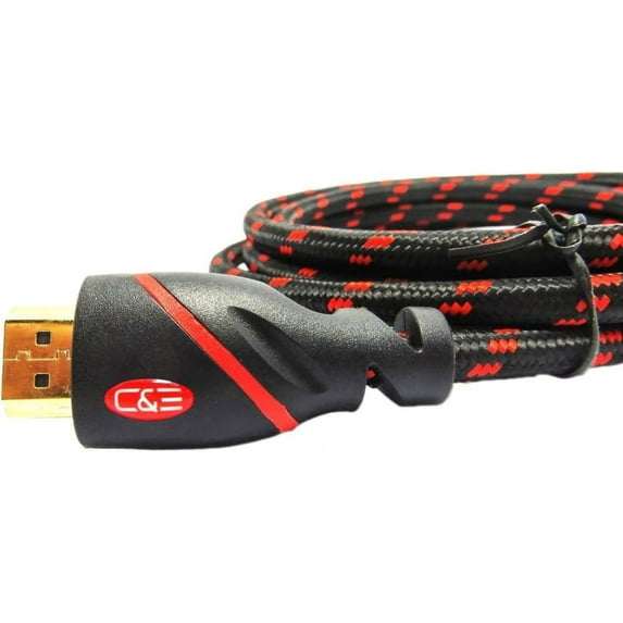 Super Premium 3ft (1M) HDMI Cable 1.4v Supports Ethernet, 3D& Audio Return Channel Full HD [Latest Version] w. Red Mesh, (2 Pack)