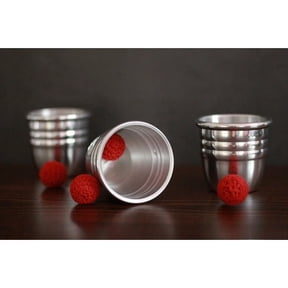 Super Professional Aluminum Three Cups and Balls With Chop Cup (Large) Magic Tricks Magician Close Up Illusion Gimmick Props