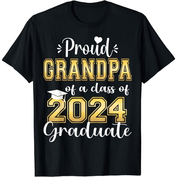 Super Proud Grandpa of 2024 Graduate Awesome Family College T-Shirt