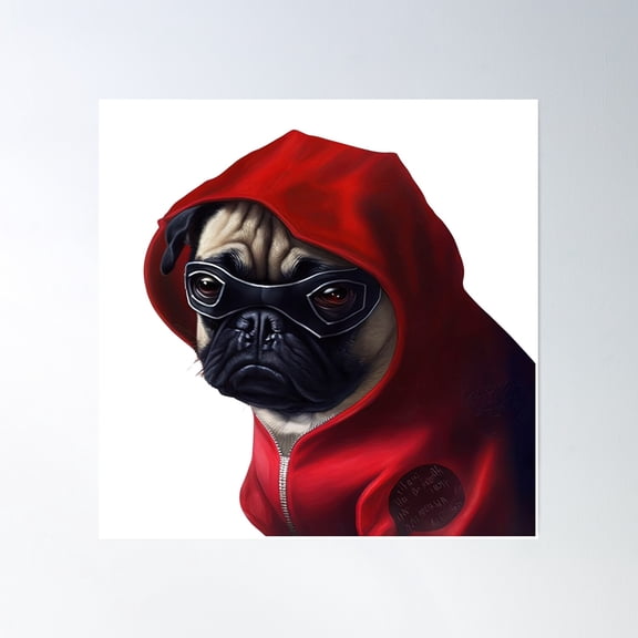 Super Pug Poster Wall Art, Modern Wall Decor, 16x16 UNFRAMED
